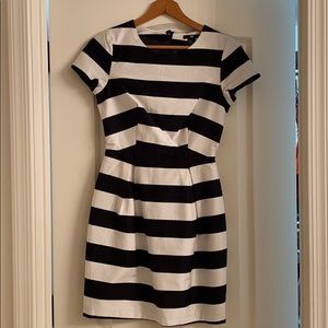 H&M black and white strip dress